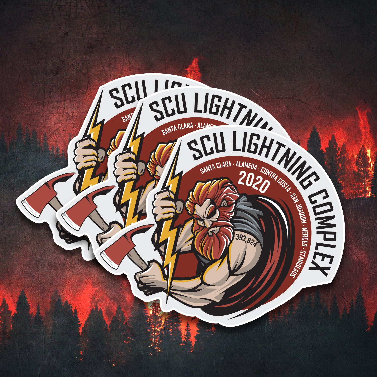 SCU LIGHTING COMPLEX FIRE Sticker - 3-Pack